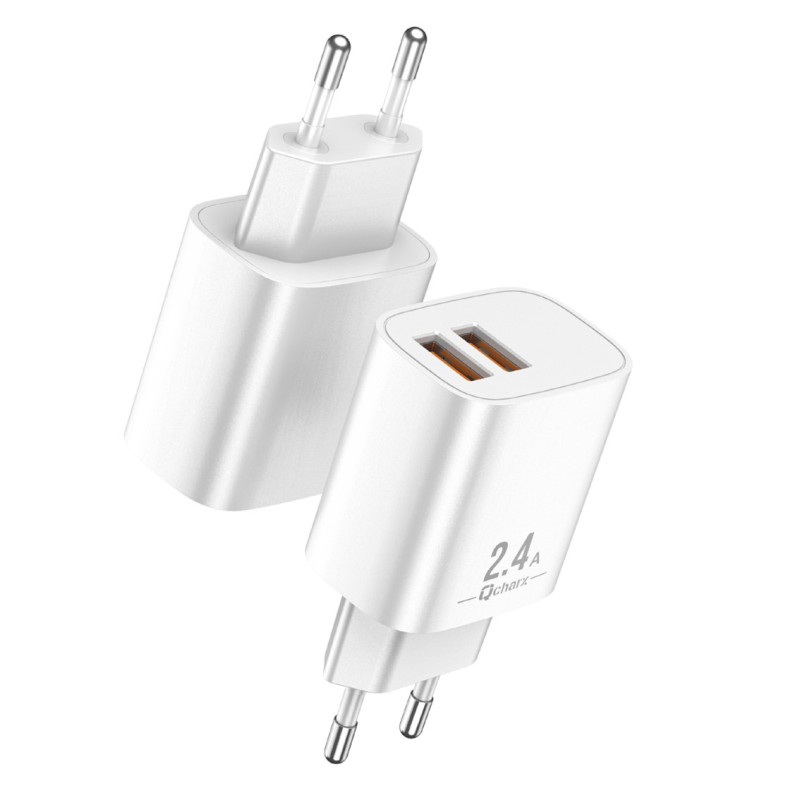 Cargador qcharx apolo 2.4a 2 puerto usb a  blanco