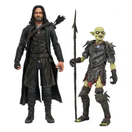 Surtido de figuras diamond collection el señor de los rings series deluxe action aragorn y ogre de moria (6)