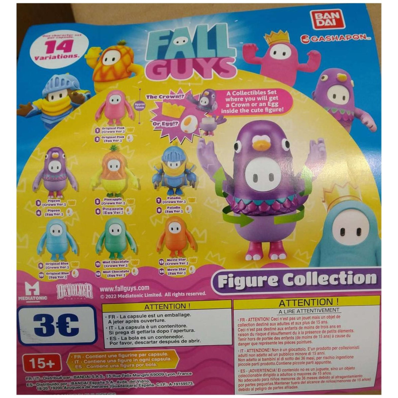 Set gashapon figuras bandai lote 50 articulos fall guys 14 variciones crown edition