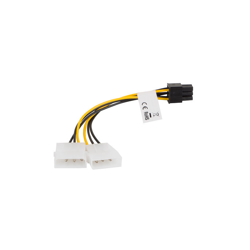 Cable lanberg alimentacion molex 2x macho a hembra btx 6 pin psu 15 cm