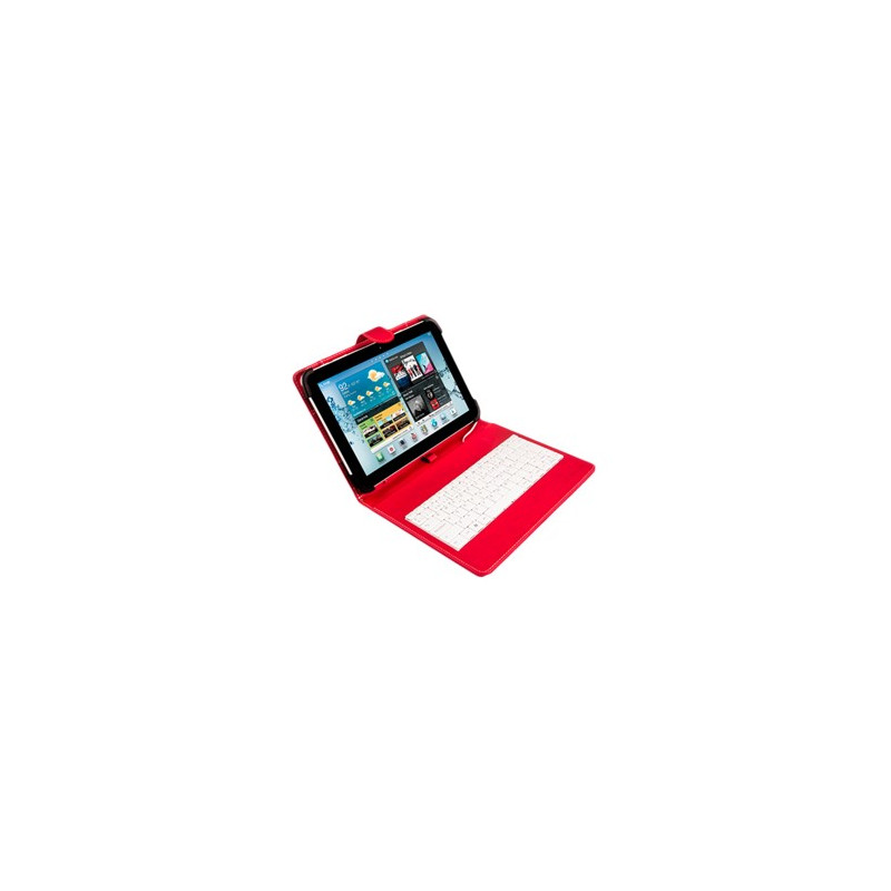 Funda universal silver ht para tablet 9 - 10.1 pulgadas + teclado con cable micro usb rojo - blanco