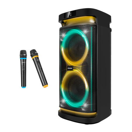 Altavoz rumbleboss phoenix 80w rms batera 4000 mah funcin karaoke 2 microfonos inalambricos incluidos