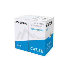 Bobina cat.5e lanberg utp 305m rj45 solid cobre fluke tested awg24 cpr gris