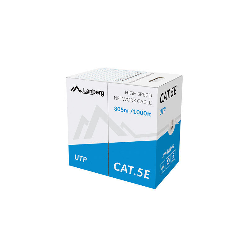 Coil cat.5e lanberg utp 305m rj45 solid cobre fluke tested awg24 cpr gris