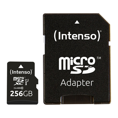 Tarjeta micro sd intenso 256gb uhs - i cl10 + adaptador sd