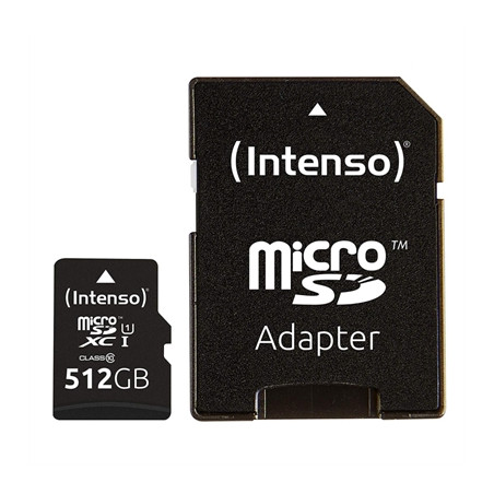 Tarjeta micro sd intenso 512gb premium uhs - i cl10 + adaptador sd