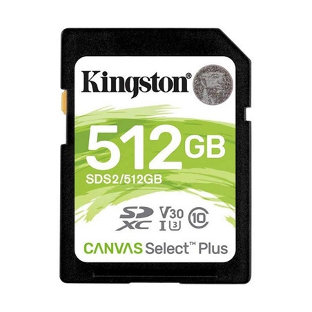 Tarjeta memoria sdxc 512gb kingston canvas select plus uhs - i cl10