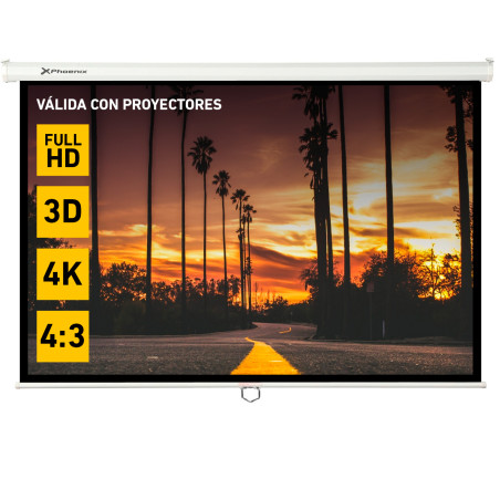 Pantalla manual videoproyector pared y techo phoenix 100 ratio 4:3 - 16:9 2m x 1.5m posicion ajustable - carcasa blanca - tela s