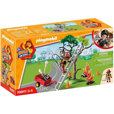 Playmobil duck on call accion rescate de bomberos rescata al gato!