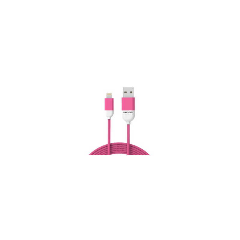 Cable nylon pantone lightning a usb 1.5m rosa