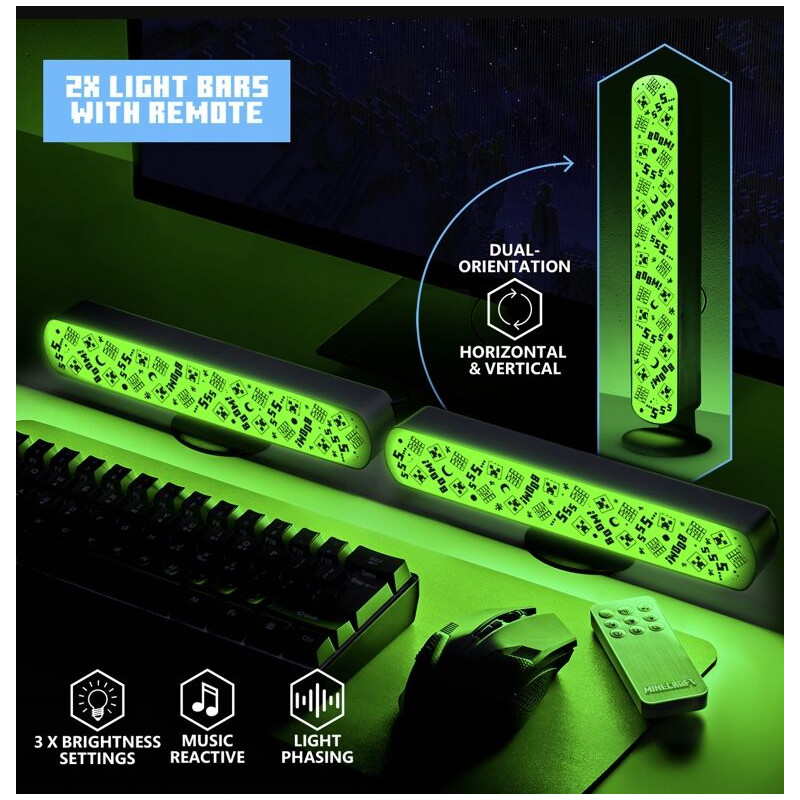 Pack 2 barras de luz paladone minecraft creepers