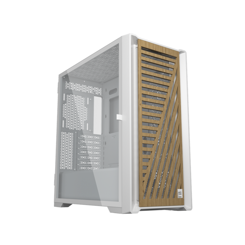 Caja phoenix artisan noble blanca con frontal de madera atx cristal templado gaming cristal templado filtros antipolvo tipo c