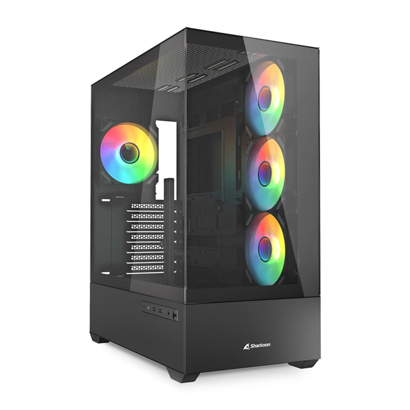 Caja gaming sharkoon ak6 tgv atx negro 4xvent 120mm 2xusb sn fuente