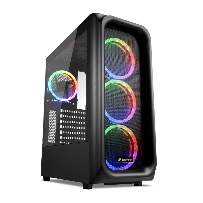 Caja ordenador gaming sharkoon tk5m atx 2 x usb 3.2 1 x usb type c 4 x 120mm rgb negro