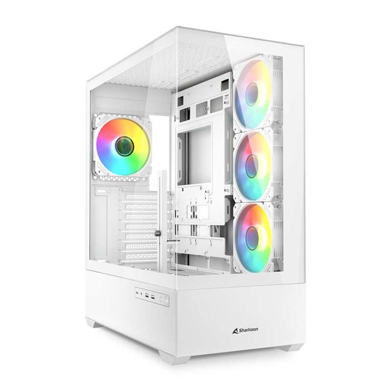 Caja gaming sharkoon ak6 tgv atx blanco 4xvent 120mm 2xusb sn fuente