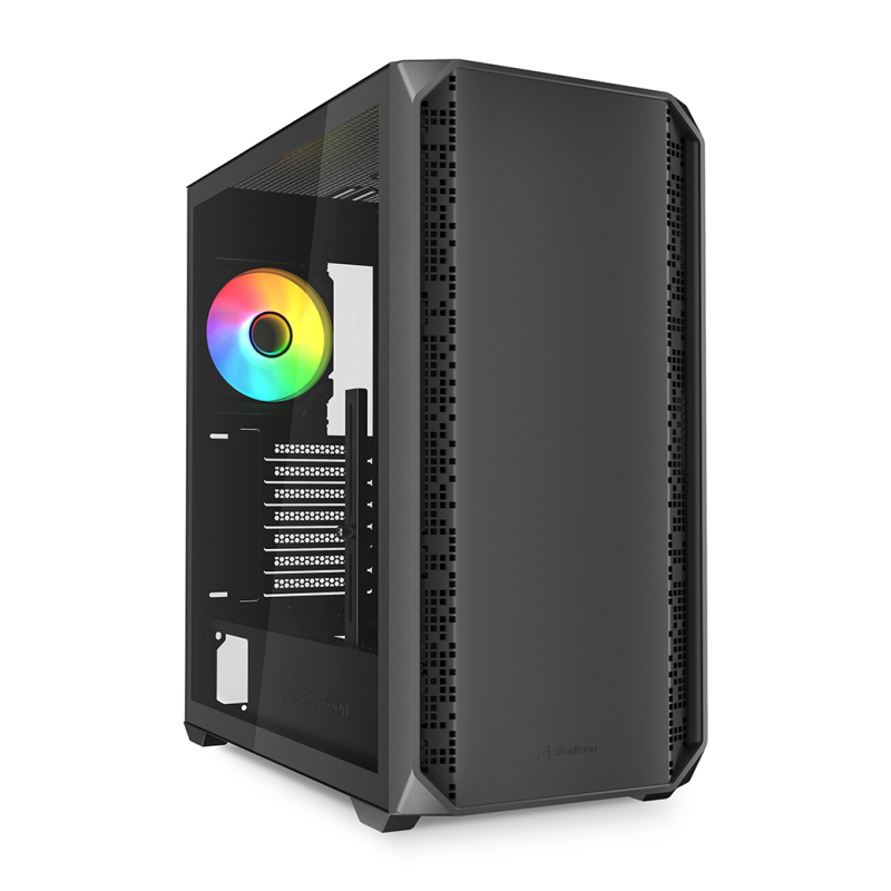 Caja gaming sharkoon ak2 rgb atx negro 2xvent 120mm 2xusb sn fuente