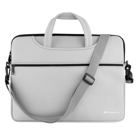 Funda maletin neopreno phoenix para porttil o tablet hasta 14 pulgadas interior terciopelo gris