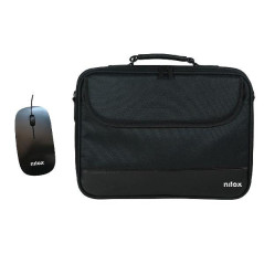 Maletin nilox duro + mouse raton para portatil 15.6 pulgadas negro
