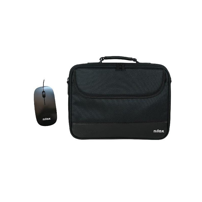 Maletin nilox duro + mouse raton para portatil 15.6 pulgadas negro