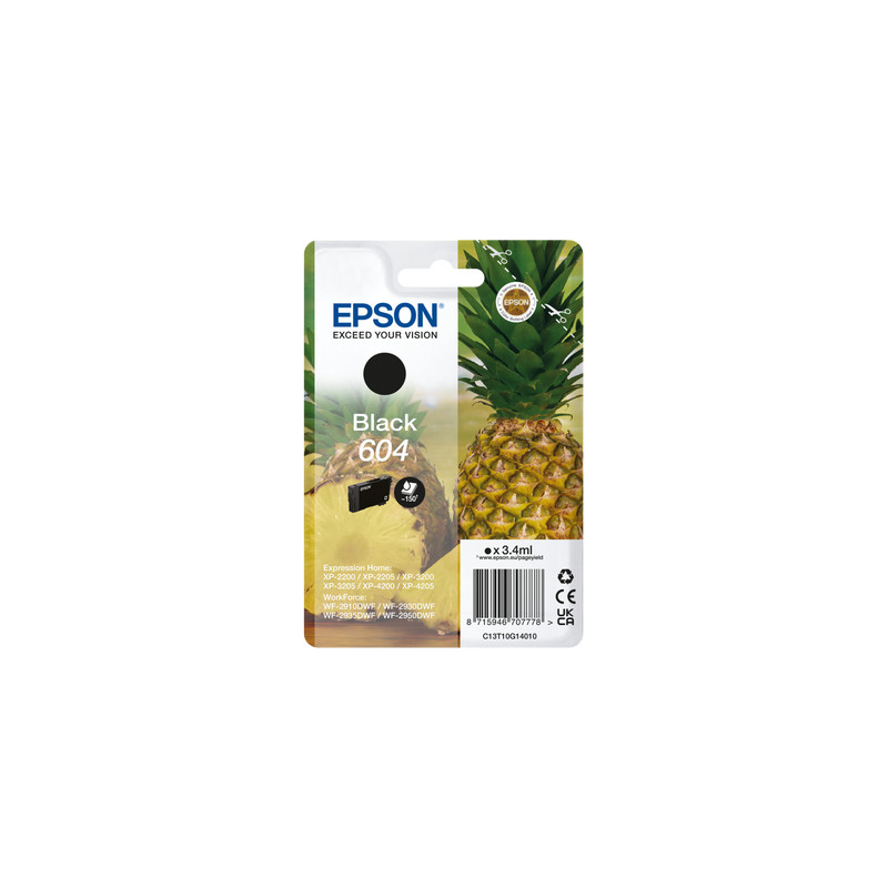 Cartucho epson 604 negro c13t10g14010 xp2200 wf - 2910 pia