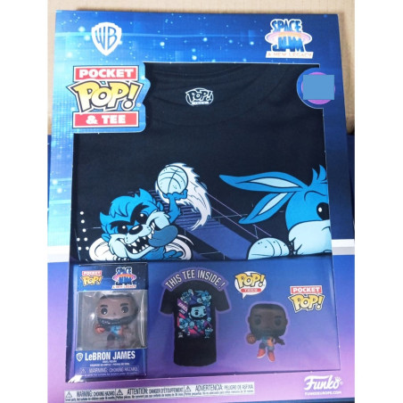 Pop & tee space jam looney tunes lebron james funko + camiseta heel xl