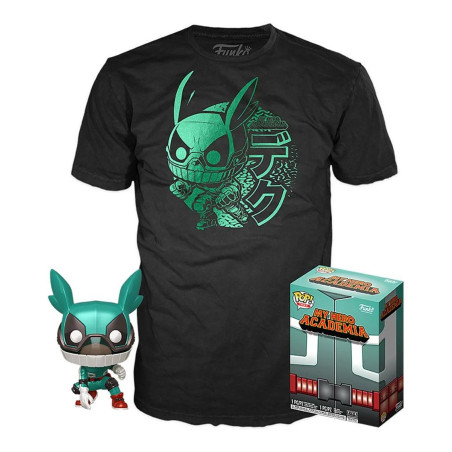 Pop & tee my hero academia deku with helmet (full mech suit) funko + camiseta heela s