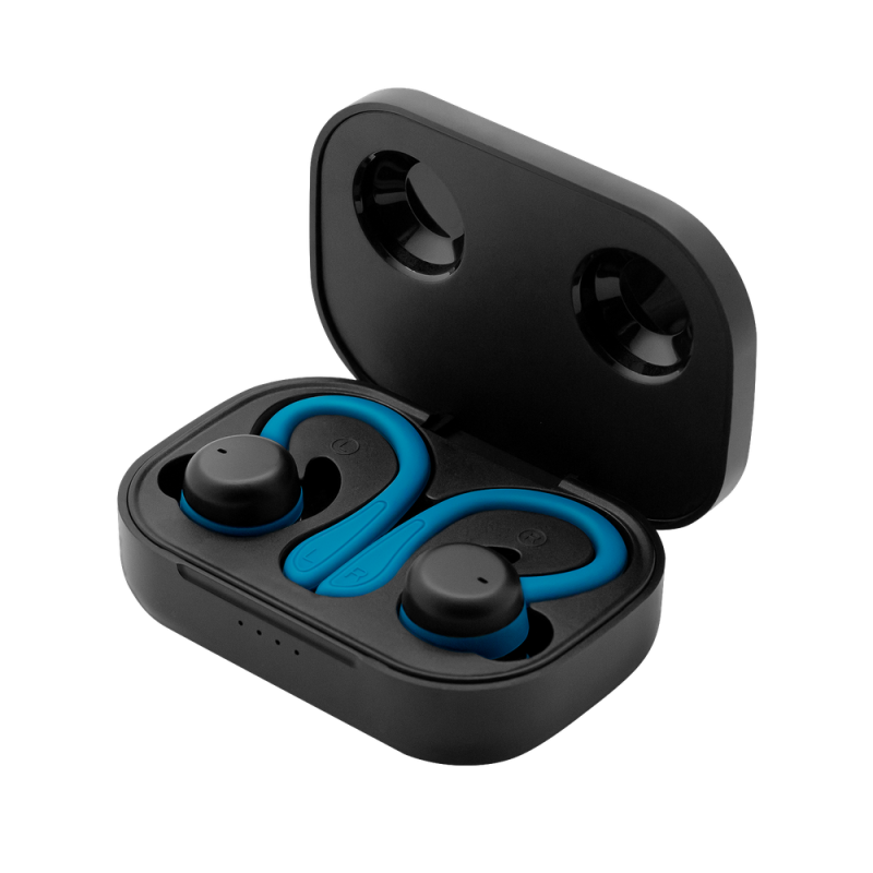Auriculares deportivos phoenix spartan bluetooth 5.3 manos libres litrios intercambiables detalles en azul