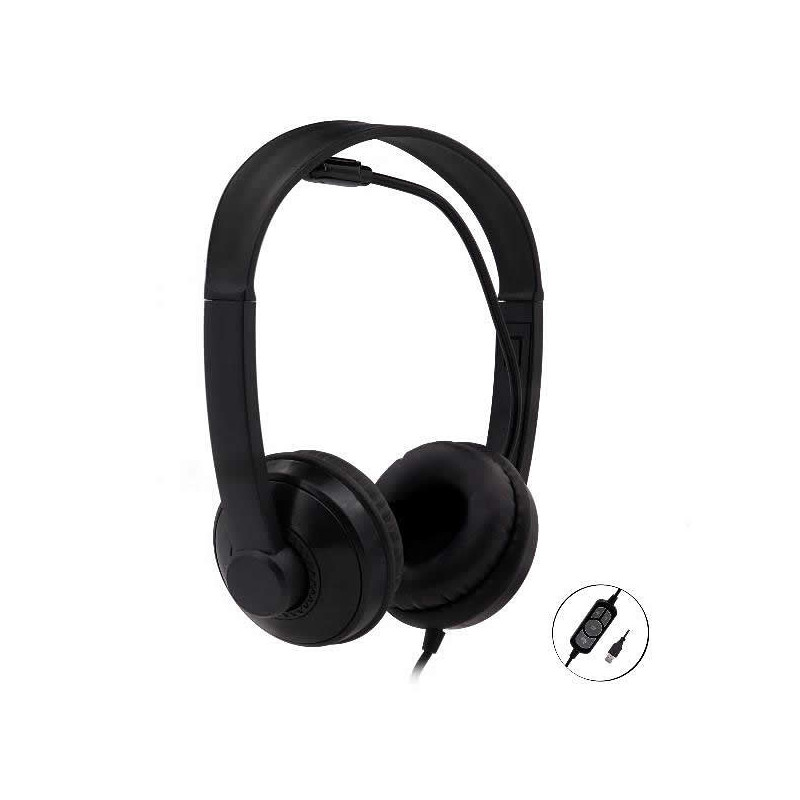 Auriculares nilox microfono control vol negro alambrico conexion usb