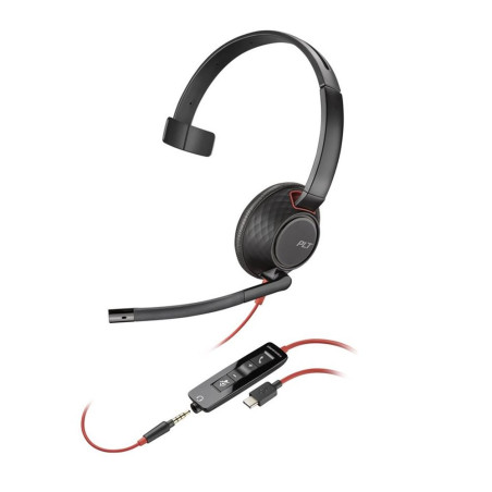 POLY Blackwire 5210 Monaural USB-C Headset +3.5mm Plug +USB-C/A Adapter (Bulk)