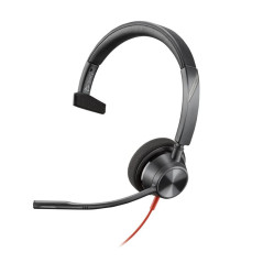 POLY Cuffie monoaurali Blackwire 3310 con connettore USB-C, certificate per Microsoft Teams + adattatore USB-C/A