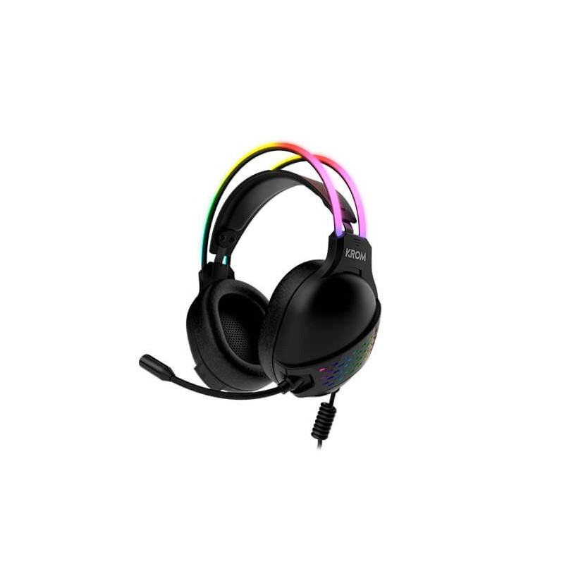 Auriculares micro krom klaim diadema -  usb 2xjack 3.5mm -  rgb