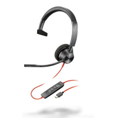 POLY Blackwire 3310 Monaural USB-C Headset +USB-C/A Adapter