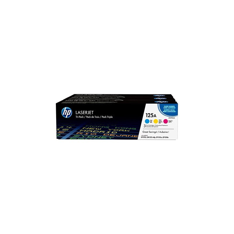 HP Confezione da 3 cartucce originali di toner ciano/magenta/giallo LaserJet 125A HP Confezione da 3 cartucce originali di toner ciano/magenta/giallo LaserJet 125A