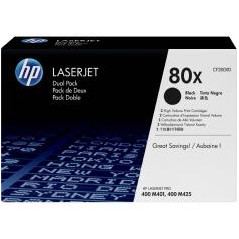HP Confezione da 2 cartucce originali Toner nero ad alta capacità LaserJet 80X