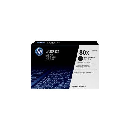 HP Confezione da 2 cartucce originali Toner nero ad alta capacità LaserJet 80X
