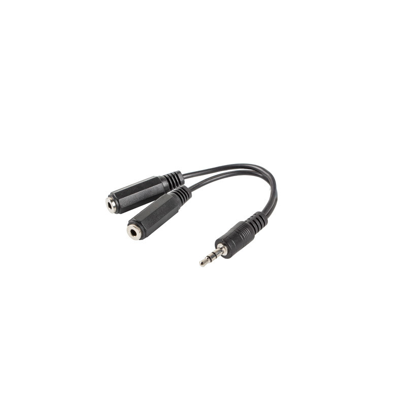 Adaptador lanberg jack stereo macho a jack stereo hembra x2 10 cm negro