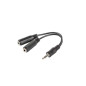 Adaptador lanberg jack stereo macho a jack stereo hembra x2 10 cm negro