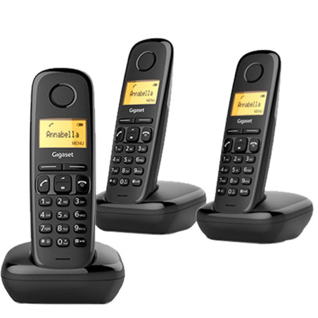 Telefono fijo inalambrico gigaset a170 trio negro 50 numeros agenda -  10 tonos