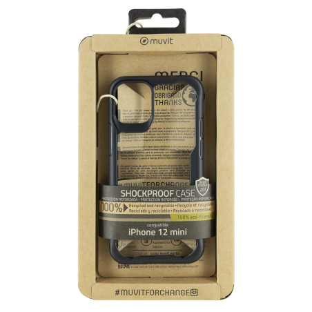 Funda muvit shockproof 2m para apple iphone 12 mini transparent - negra