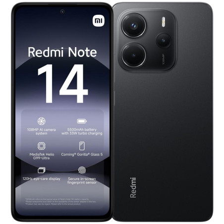 XIAOMI REDMI NOTE 14 8+256GB DS 4G MIDNIGHT BLACK OEM MZB0INYEU