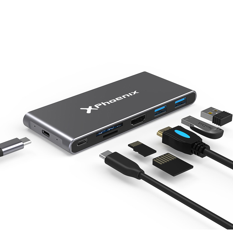 Docking caja externa phoenix para disk m.2 with hub usb type c 6 en 1
