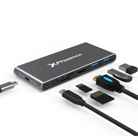 Docking caja externa phoenix para disk m.2 with hub usb type c 6 en 1