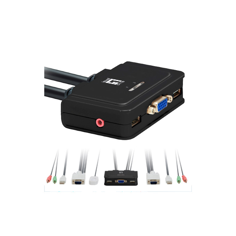 Conmutador kvm leven one kvm - 0223 vga usb para 2 cpu