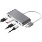 Hub logan usb type c silver ht 4 en 1 - 2 usb 2.0 - usb 3.0 - usb type c - silver