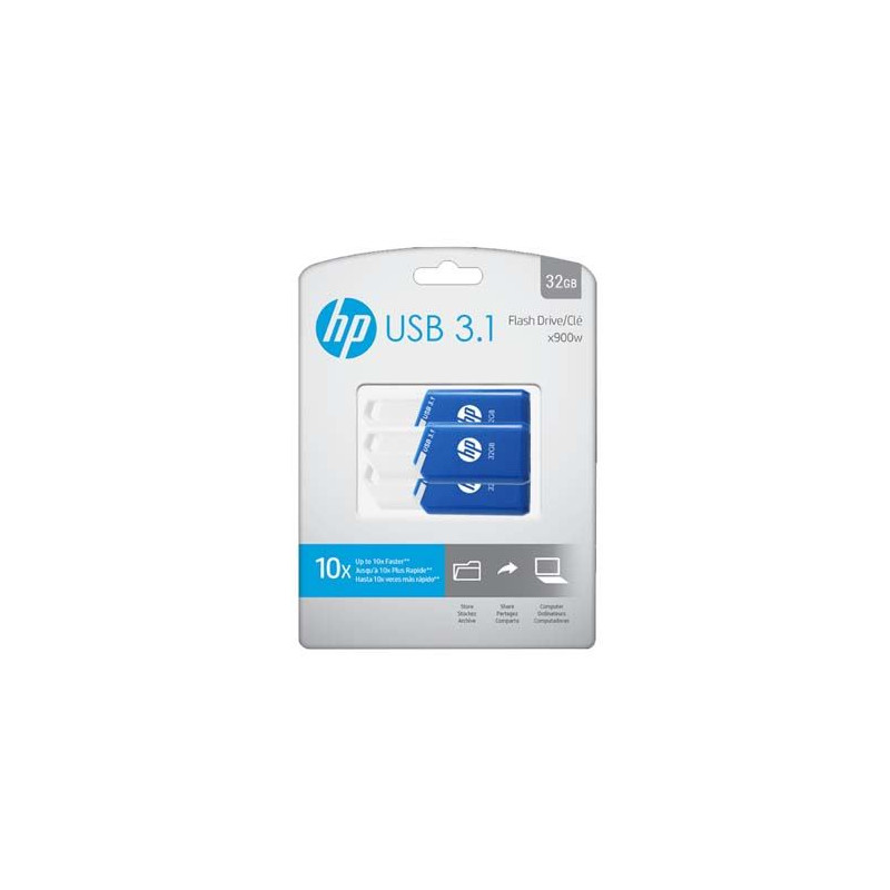 Pack de 3 memorias usb 3.1 hp x755w  32gb
