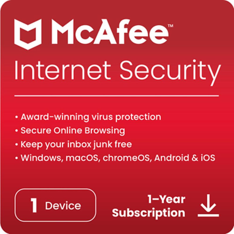 Antivirus mcafee internet security 1 dispositivo 1 ao esd (descarga directa)