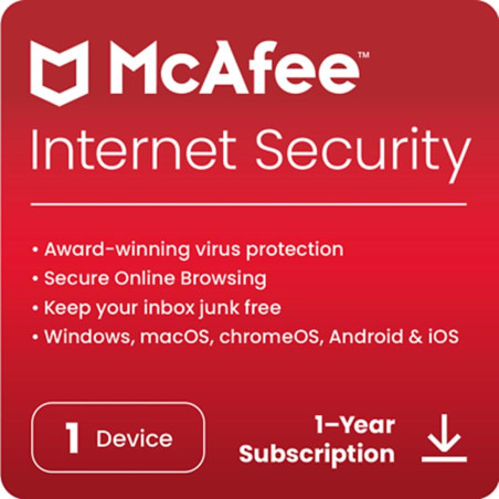 Antivirus mcafee internet security 1 dispositivo 1 ao esd (descarga directa)