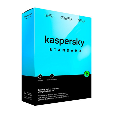 Antivirus kaspersky standard 3 dispositivos 1 ao en caja