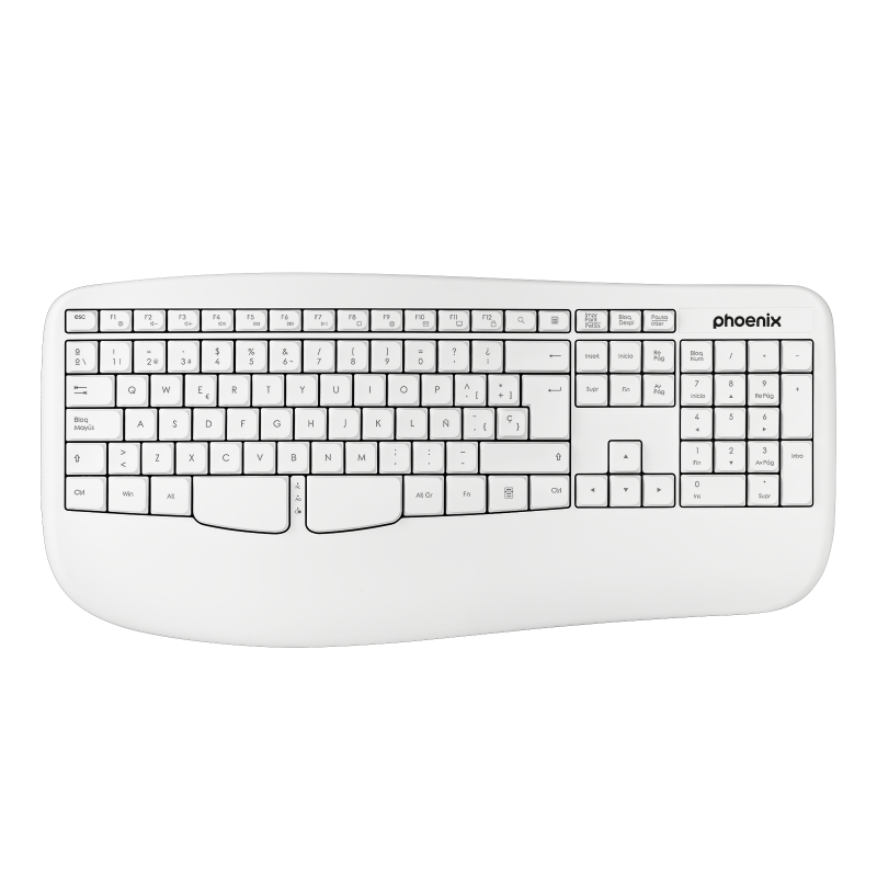 Phoenix k201 teclado ergonmico inalmbrico 2.4ghz blanco