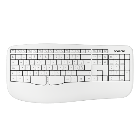 Phoenix k201 teclado ergonmico inalmbrico 2.4ghz blanco